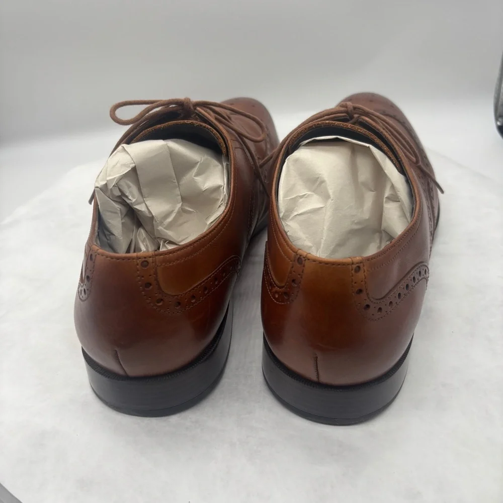 Cole Haan Brown Leather Oxford Shoes with Brogue Detailing Size 12